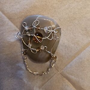 Wire Wrapped Stone Pendant Eye Glass Pin